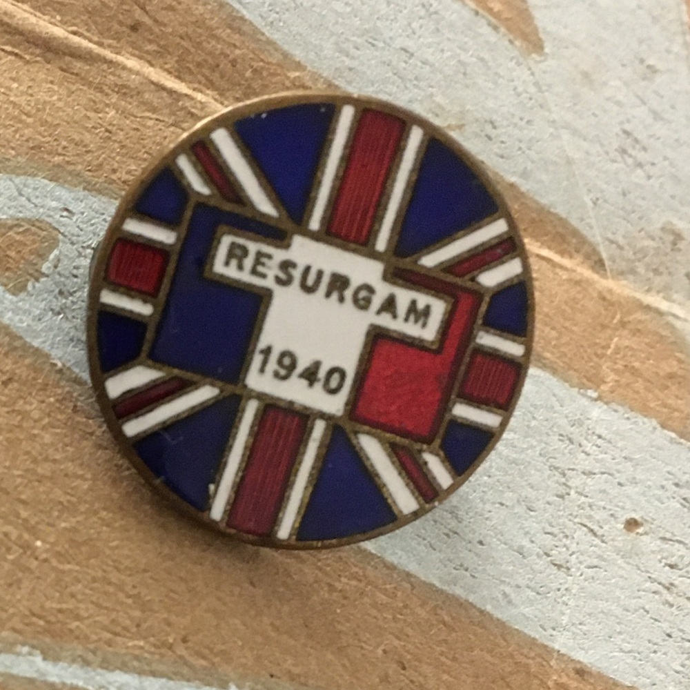 Vintage RESURGAM “Free the French” pin